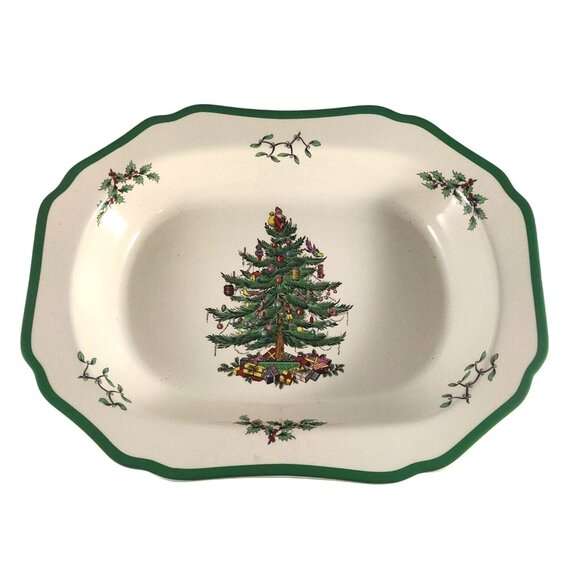 Vintage Spode Christmas Tree Oval 11.5" Dinnerware Vegetable Serving Dish Bowl - Picture 2 of 11
